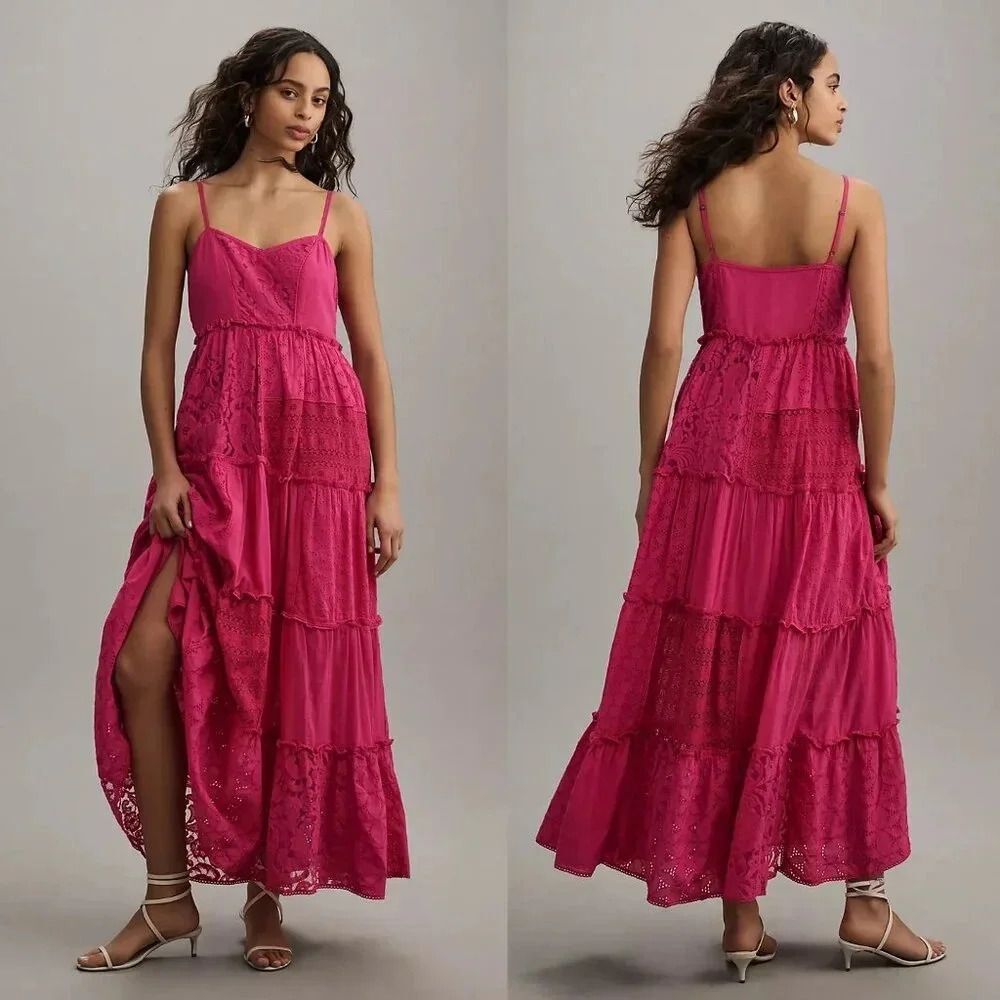 Anthropologie Bhanuni by Jyoti Sleeveless Patchwork Lace Midi Dress Large $238